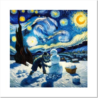 Build a Snowman Starry Night - Post Impressionism Posters and Art